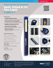 Load image into Gallery viewer, NextLED NT-6615 Multi-Function, 3 IN 1 Rechargeable Pen Light